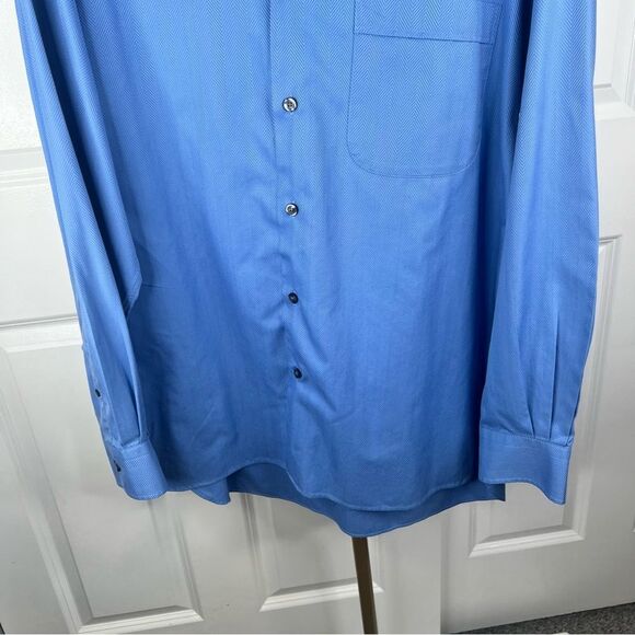 Sz L John W. Nordstrom Blue Chevron Textured Dress Shirt $135 MSRP - Picture 6 of 10